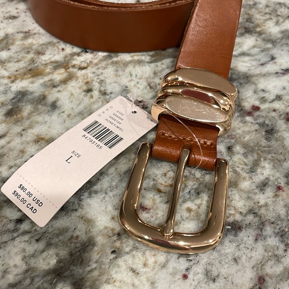 Anthropologie Belt Leather LARGE Structured Keeper Goldtone Buckle Honey NEW - Picture 6 of 13